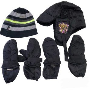Boys hats and gloves / mittens kids size 4-7; two hats and two sets of gloves
